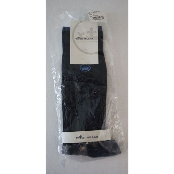 Peter Millar ME0F20 Mens Sz One Size Navy Peruvian Pima Cotton Ribbed Crew Socks - Picture 1 of 5